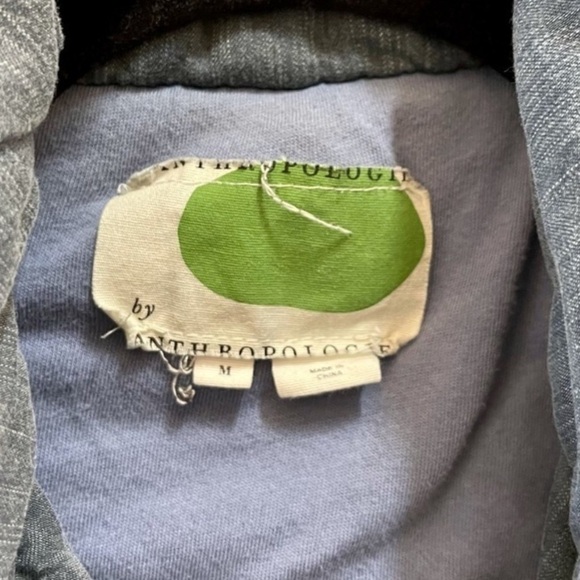 Anthropologie Jacket Brodie Quilted Puffer Chambray Cropped Casual Boho Blue M - Picture 8 of 12